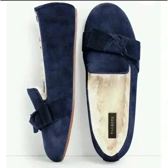 Talbots Fireside Bow Slippers - suede. Size 5M, NWOT. - Picture 1 of 6